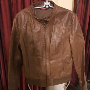 Brown Leather Jacket shorty waist.